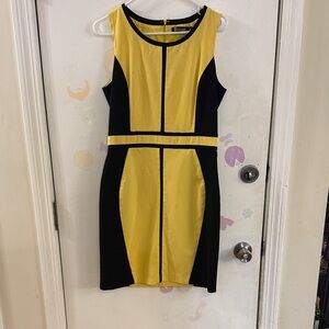 Zara Yellow and Black Geometric Mini Dress